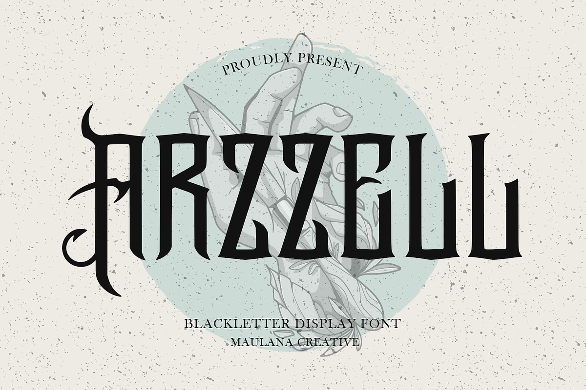 Arzzell Blackletter Display Font, a Font by Maulana Creative (Photo 1 of 7)