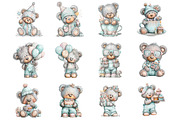 Whimsical birthday teddy bear clipar, an Illustration by SinaCreation (Thumbnail 2 of 11)