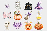 Watercolor Groovy Halloween Clipart, a Seasonal Illustration by Design Market (Thumbnail 5 of 5)