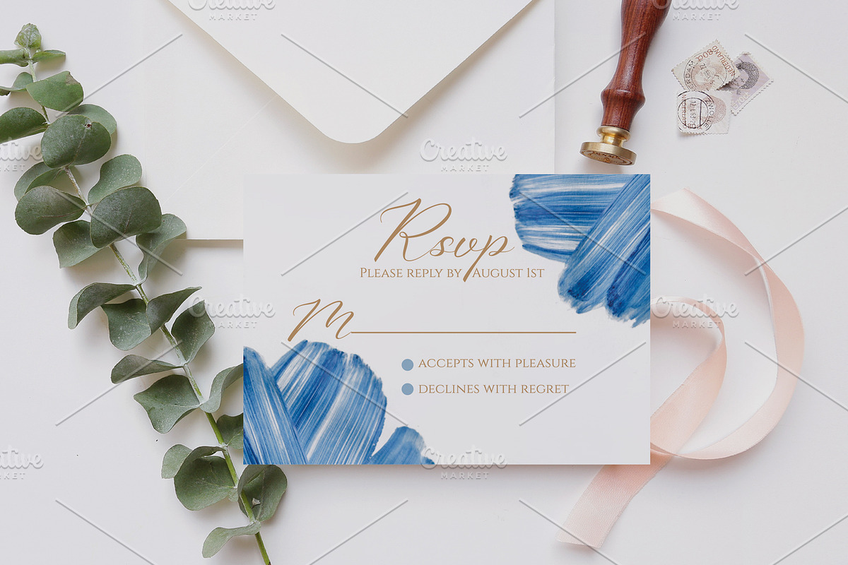 Navy watercolor invitation set, an Invitation Template by annago (Photo 2 of 4)