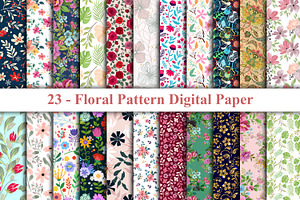 Floral Pattern Digital Paper, a Pattern Graphic by Digital Studio