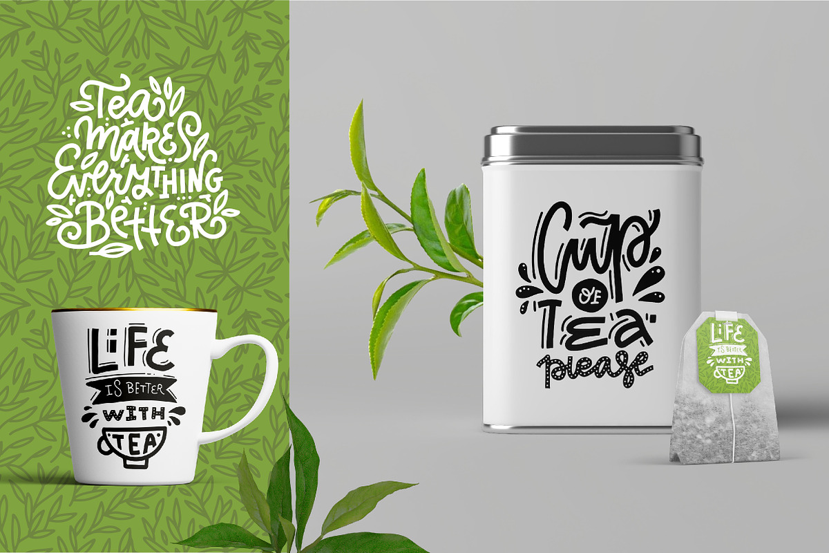 I love tea - clipart & lettering, a Decorative Illustration by Lana Sham (Photo 6 of 13)