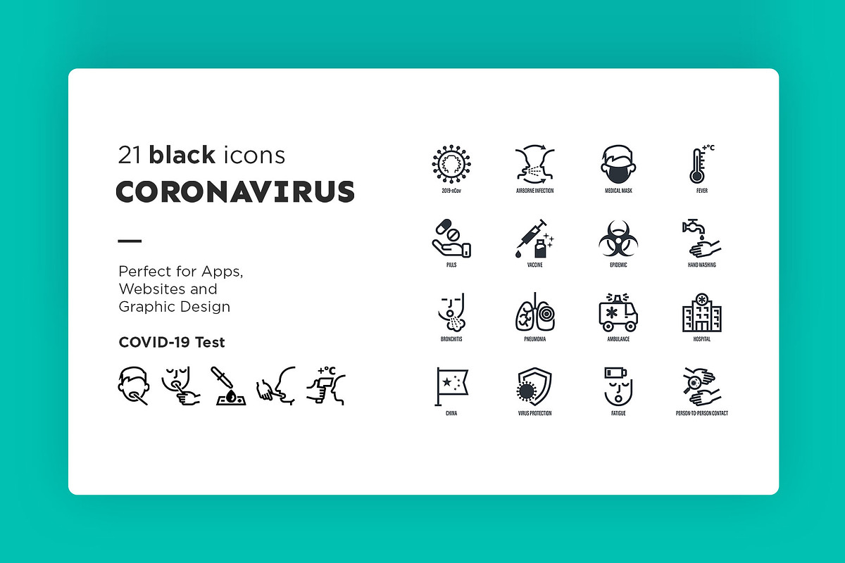 Coronavirus COVID-19 | 42 Icons Set, an Outline Icon by Marina Silence (Photo 3 of 17)