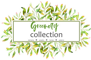 Greenery Collection. Watercolor set