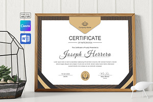Golden Certificate Template Canva