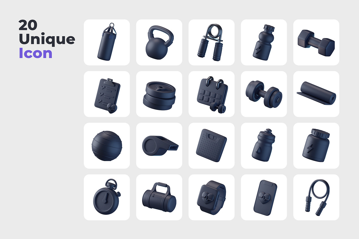 Fitness and Gym 3D icons, a Healthcare Illustration by Ekata Studio (Photo 7 of 7)