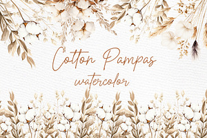 Cotton Clipart Boho Pampas Grass Png