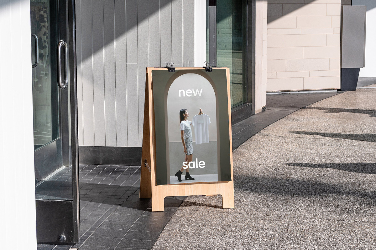 Sandwich Board Sidewalk Sign Mockup, a Mockup by Area Mockups (Photo 2 of 4)