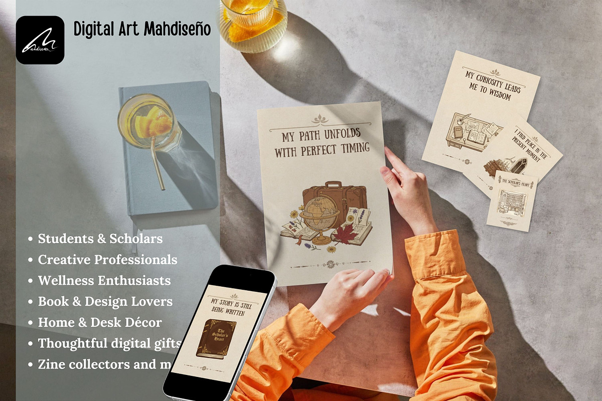 Dark Academia Affirmation Cards Zine, a Card Template by Digital Art Mahdiseño (Photo 10 of 11)