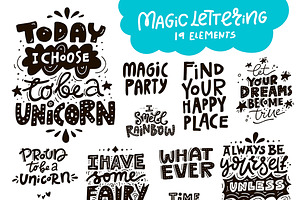 Unicorn Magic: Clipart & Lettering