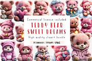 Pink Teddy Bear Clipart, Sweet Dream, an Illustration by CreationArt (Thumbnail 1 of 9)