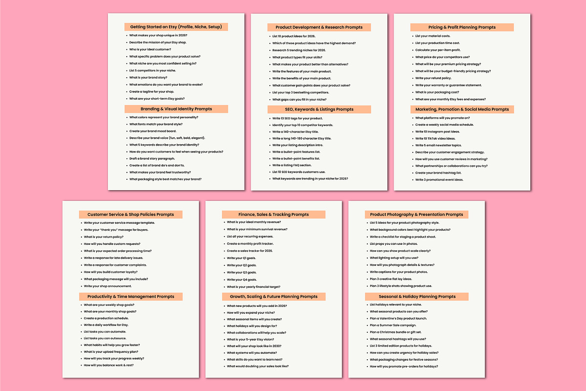 2026 Etsy Seller StarterGuide Promps, a Stationery Template by Shumaya (Photo 3 of 5)