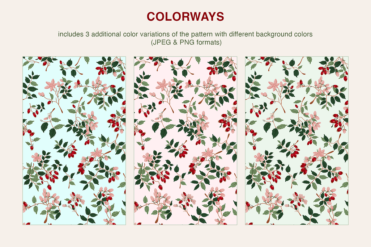 Rosehip Elegant Romantic Pattern, a Pattern Graphic by Mariia Kovalchuk (Photo 9 of 13)