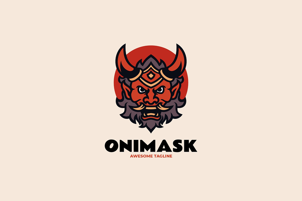 Oni Mask Mascot Cartoon Logo, a Branding & Logo Template by Artnivora.Std