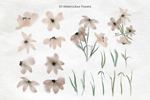 Brown Watercolour Flowers Clipart