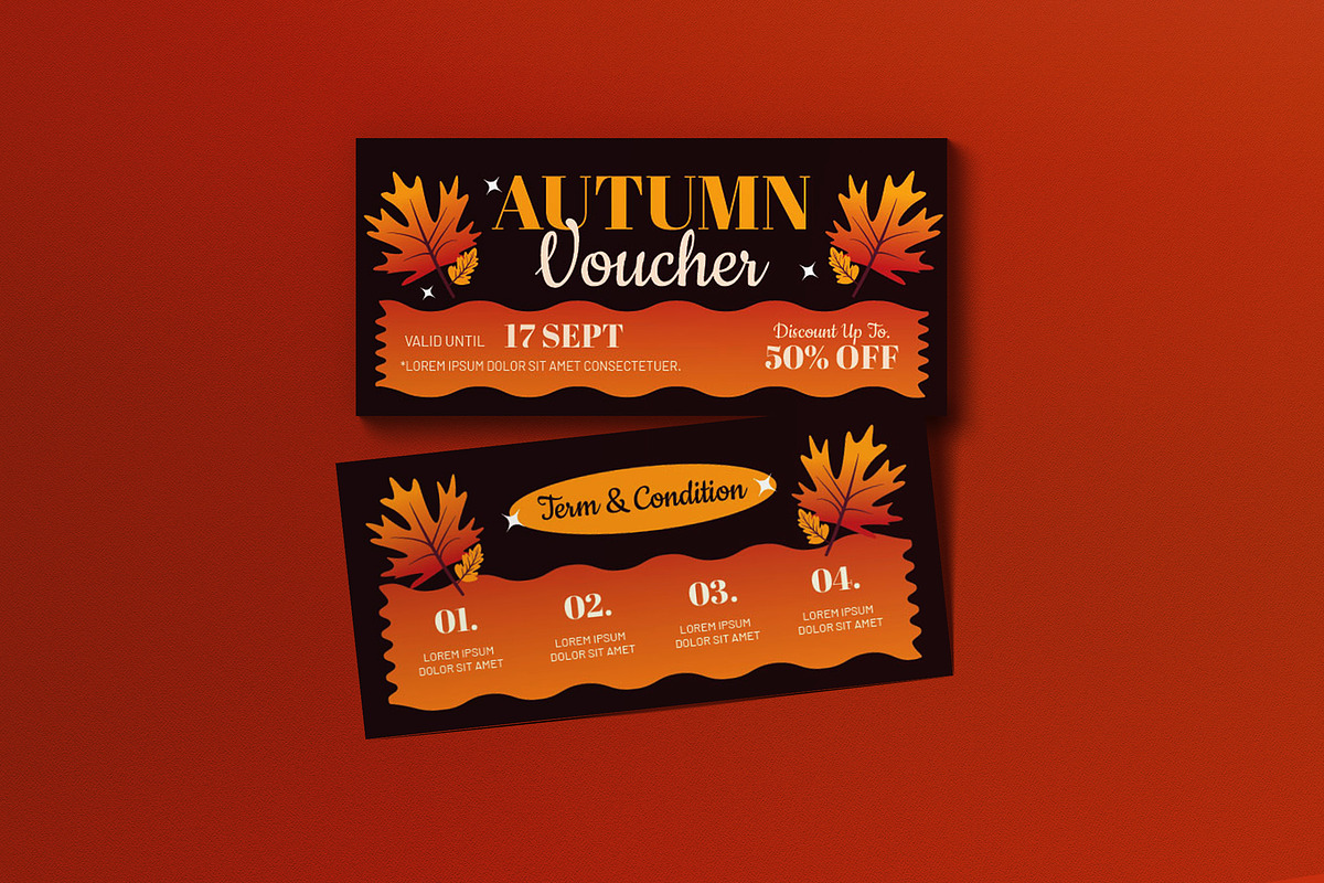 Yellow Quirky Autumn Sale Voucher, a Card Template by graphicook (Photo 1 of 3)
