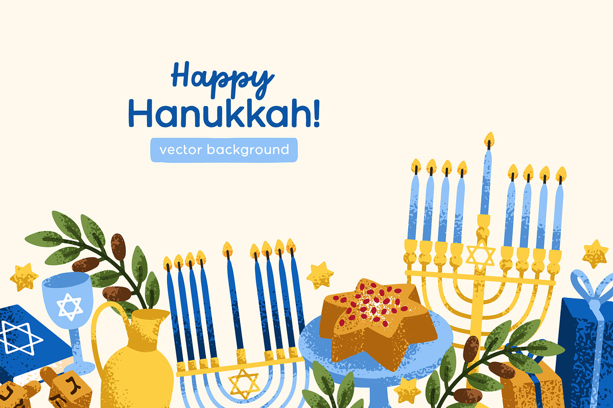 Happy Hanukkah banner background, a Seasonal Illustration by Good Studio (Photo 1 of 3)