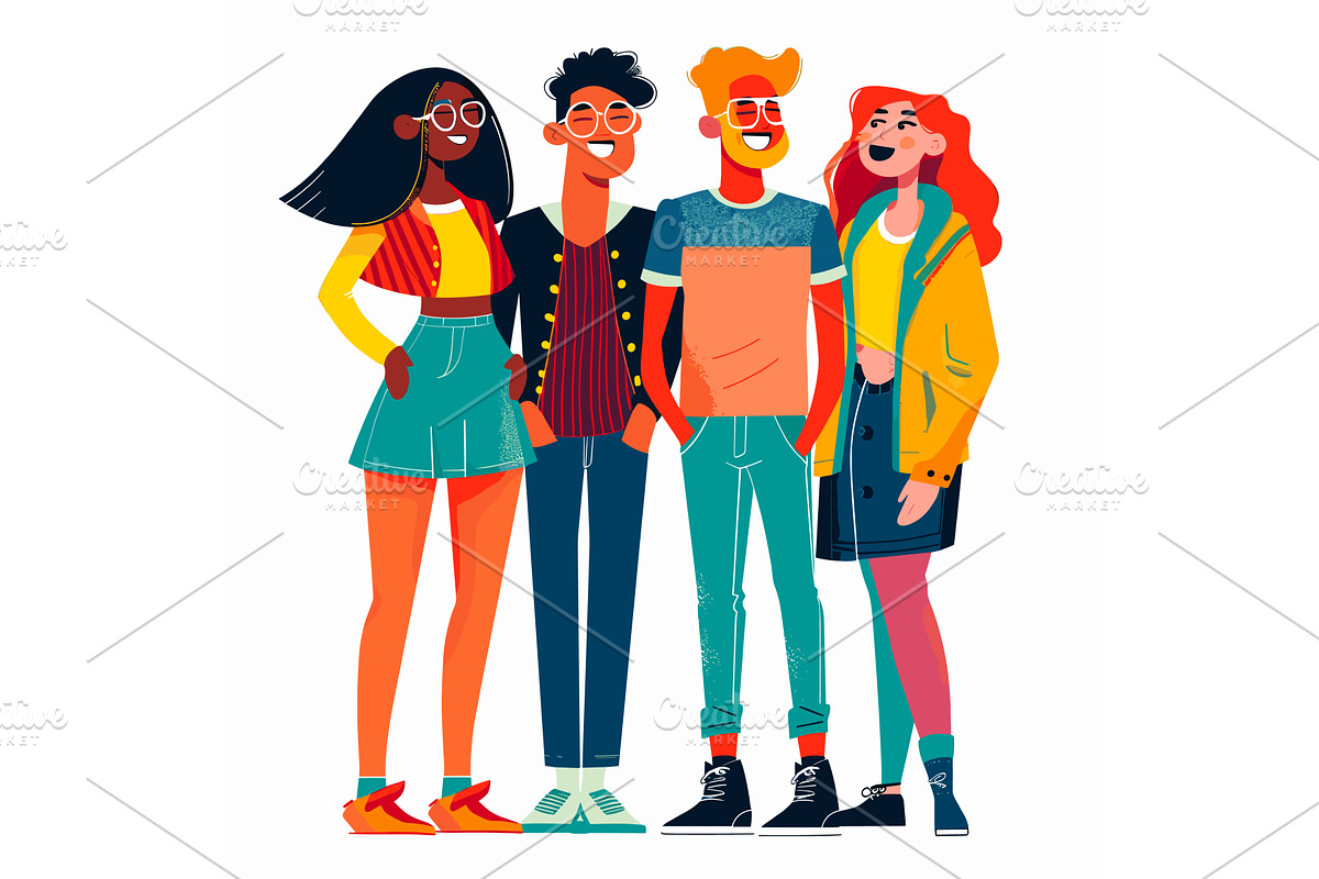 Young friends standing together, a Person Illustration by Vectorstockersland