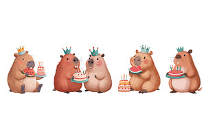 Capybaras cartoon set. Capybara, an Animal Illustration by Stock-Smart-Start