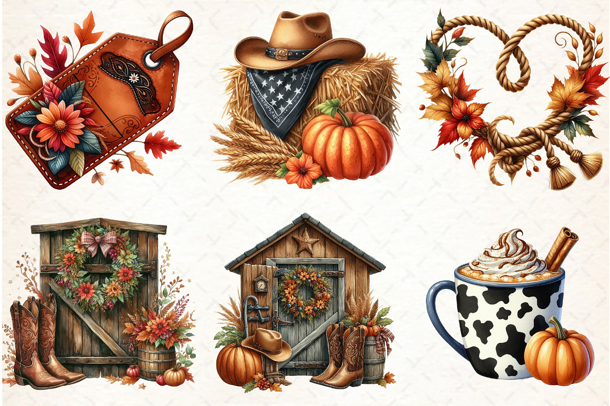 Cowboy Autumn Clipart, an Illustration by Libby Wishes (Photo 3 of 7)