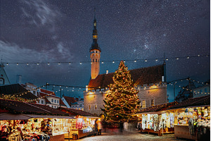 Illuminated Christmas Market and, an Architecture Photo by Our Amazing World