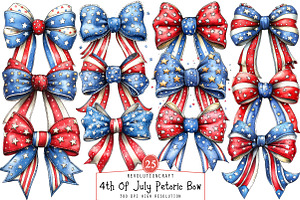4th Of July Pterotic Bow Clipart, an Illustration by OK Design