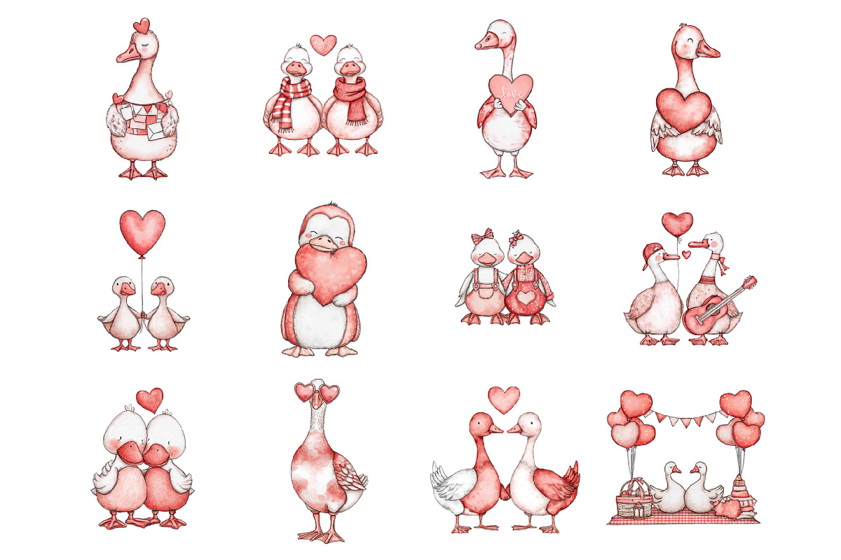 Romantic Goose Clip Art, an Illustration by Design Market (Photo 3 of 3)