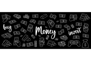 Money outline set. Flying cash, a Finance Illustration by GraphiShop