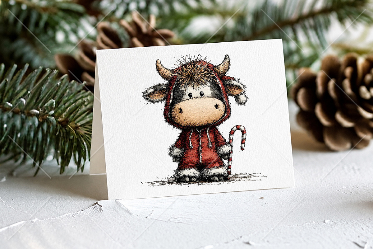 Whimsical Christmas Cute Cows PNG, a Seasonal Illustration by Canvas Craft (Photo 7 of 10)