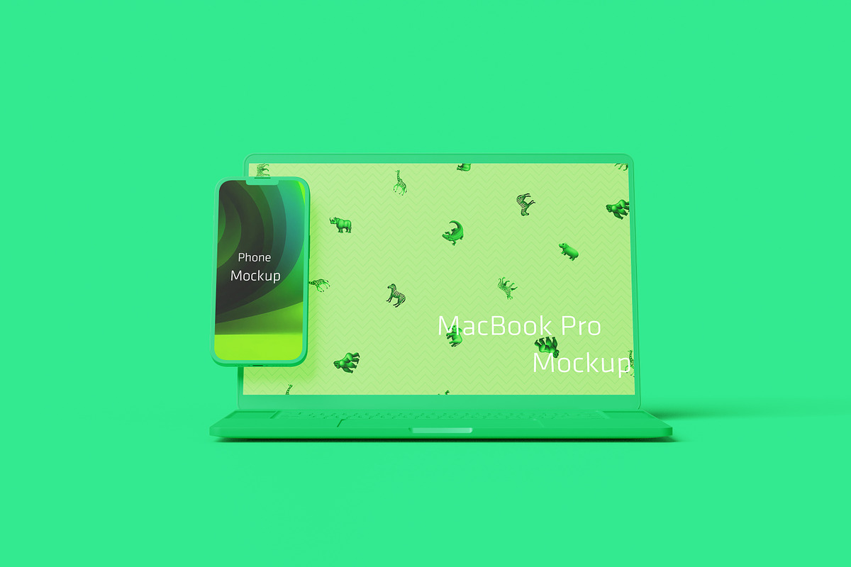 MacBook Pro&iPhone 13 Clay Mockups, a Mac Mockup by 2M GRAPHICS DESIGN (Photo 2 of 9)