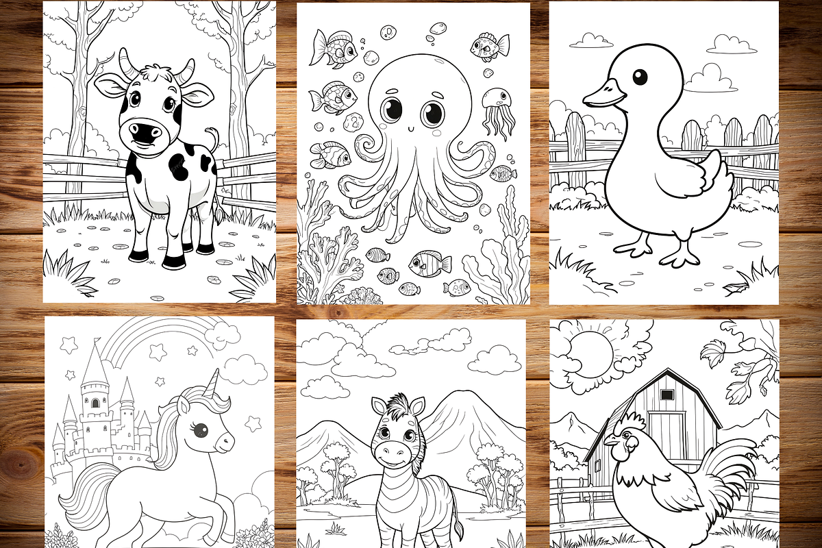 Cute Animal Coloring Pages for Kids, an Animal Illustration by LA Design (Photo 2 of 10)