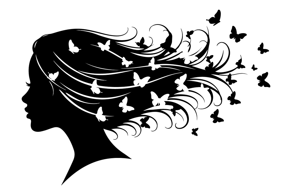 Woman Butterfly Hair Silhouette, an Object Illustration by yasushie (Photo 12 of 31)