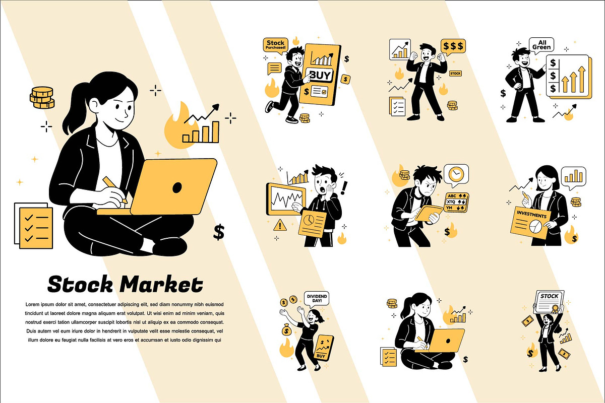 Stock Market Flat Vector, an Illustration by frog.ground (Photo 1 of 3)
