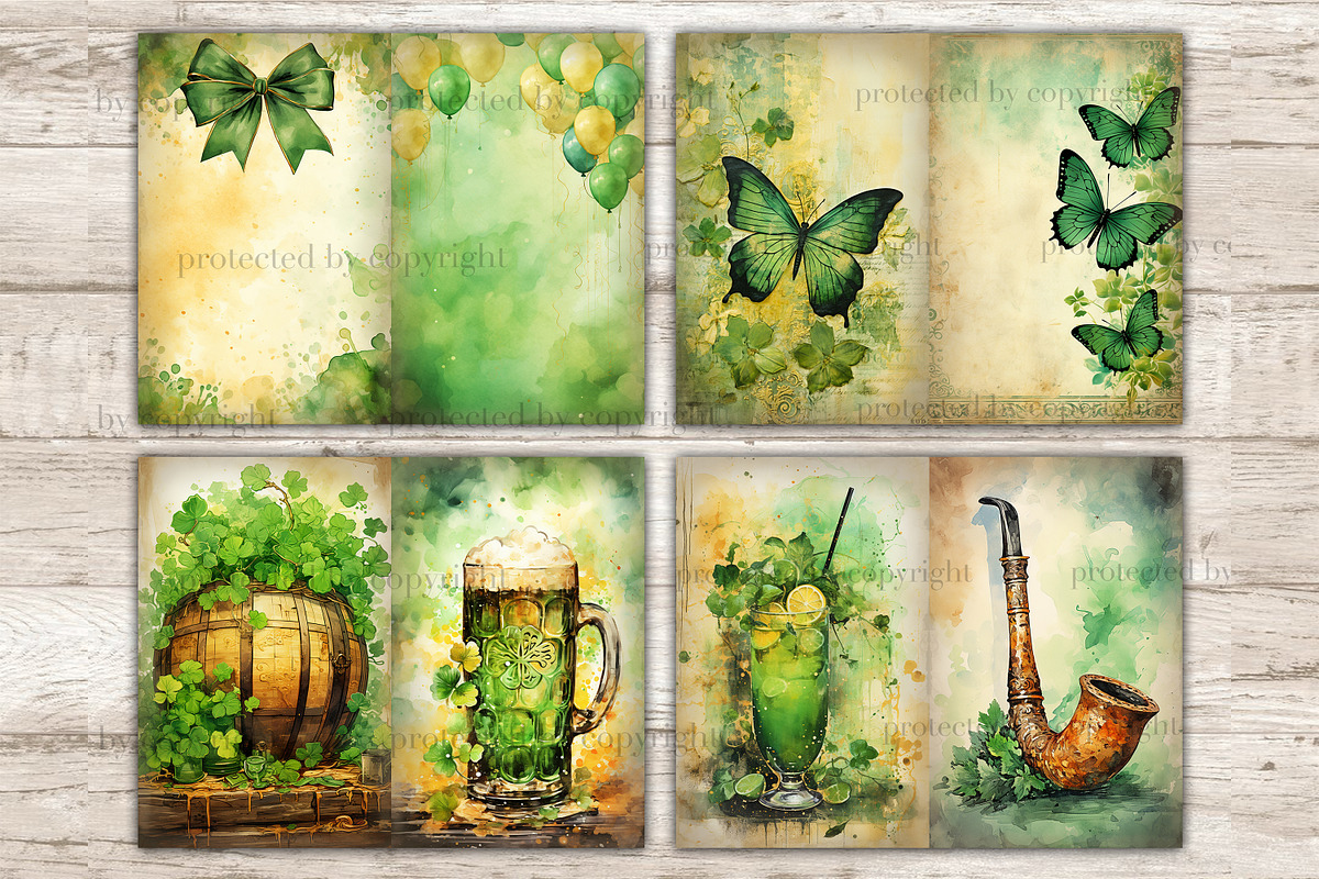 St Patricks Day Junk Journal Pages, a Decorative Illustration by GlamArtZhanna (Photo 3 of 10)