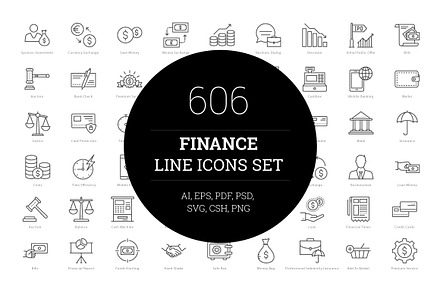 606 Finance Line Icons, an Outline Icon by Creative Stall