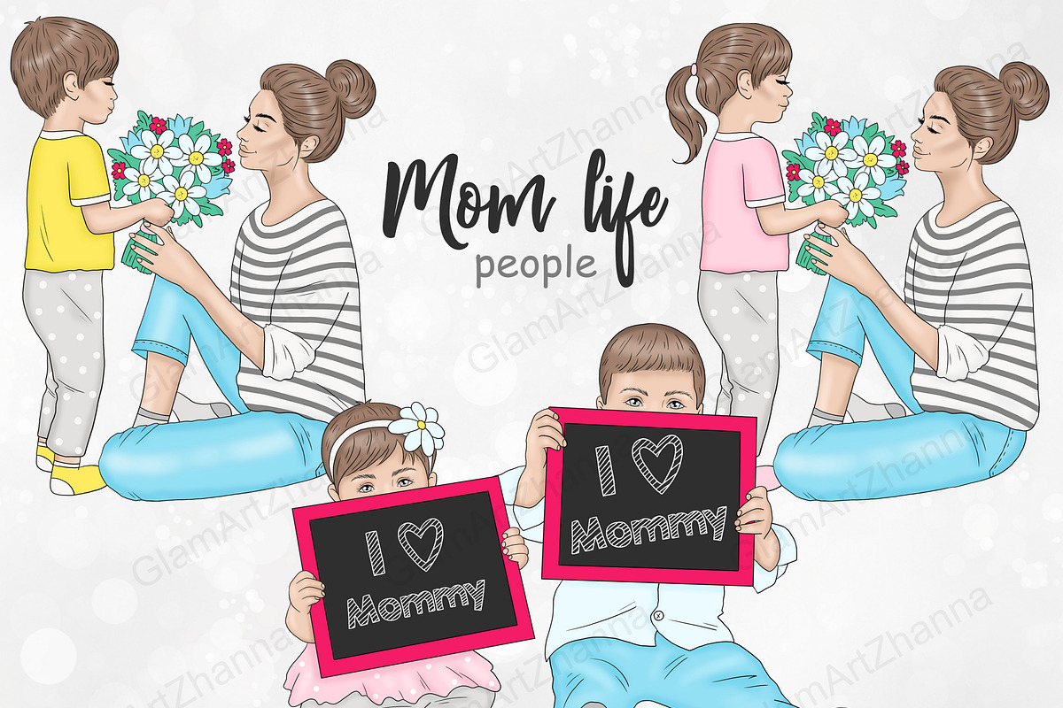 Mom Life People Clipart, a Person Illustration by GlamArtZhanna (Photo 1 of 5)
