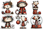 Whimsical Christmas Cats Clipart, an Illustration by Pixels.Craft (Thumbnail 6 of 6)