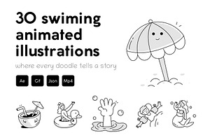 Animated Swimming Illustrations, an Outline Icon by Vectors Market