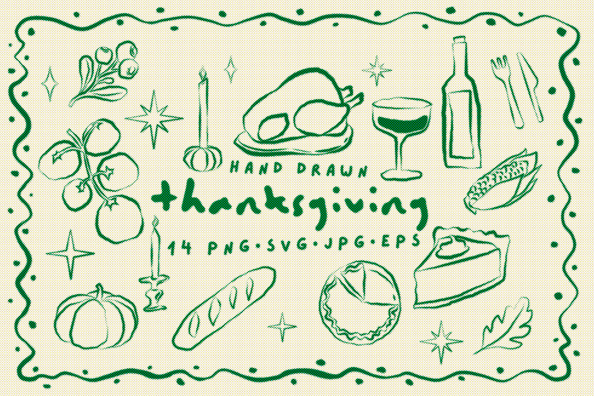 Hand Drawn Thanksgiving Doodles, a Seasonal Illustration by CraftingOnSunday (Photo 1 of 4)