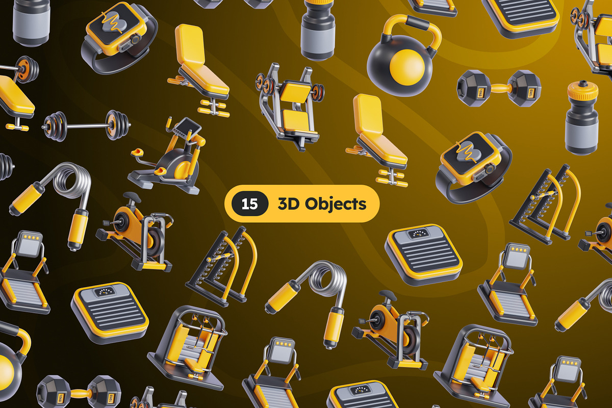 Gym and Fitness 3D Icons, an Object 3D Model by Rakata Studio (Photo 5 of 7)