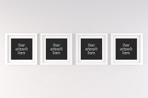 Set of 4 square matted frame mock up