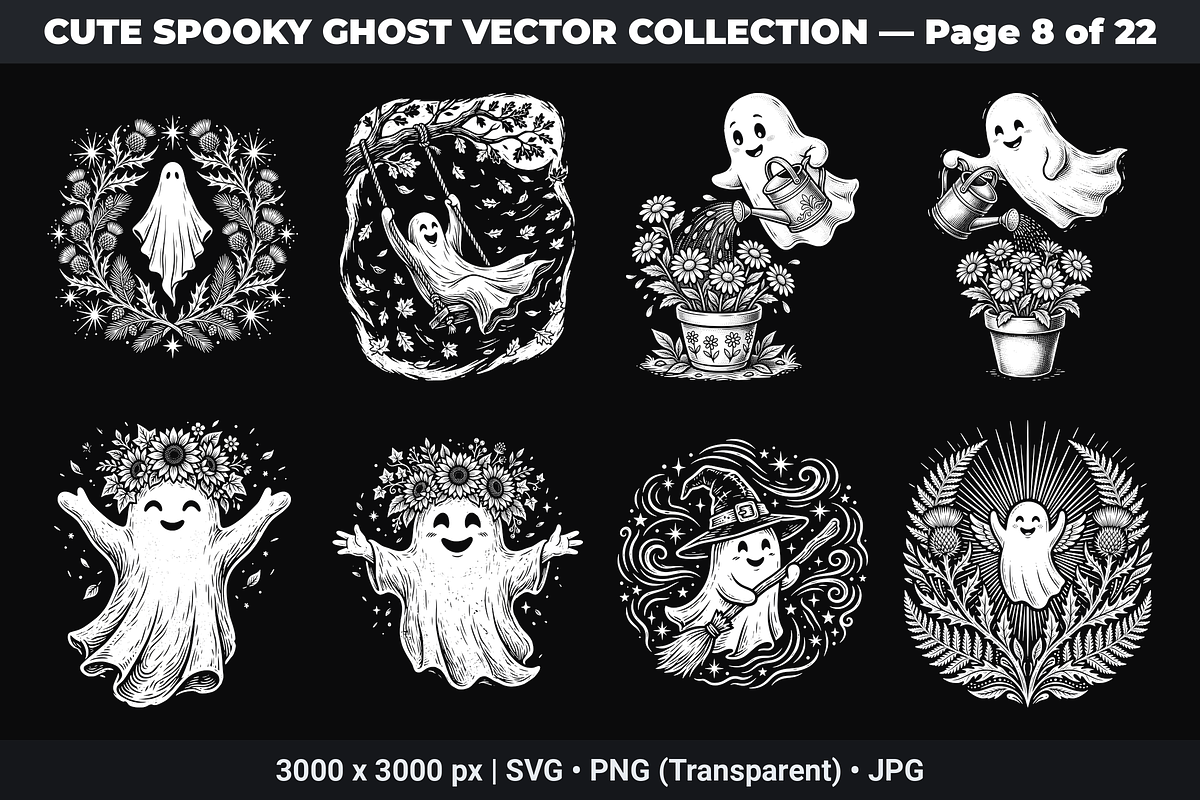 Cute Ghost SVG Bundle Vol - 01, an Object Graphic by XPERTDESIGNER (Photo 19 of 21)