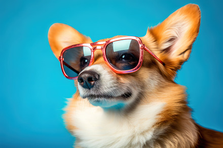 Cute dog with sunglasses, an Animal Photo by Virgo Studio