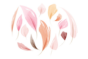 Soft watercolor leaves collection in, an Illustration by okskukuruza