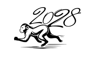 Happy New year of the monkey 2028, an Object Illustration by Nenahliadava Design