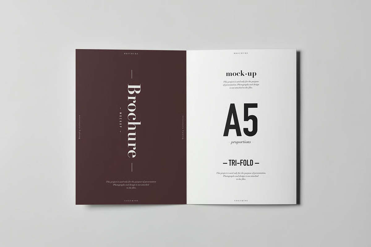Tri-Fold A5 Brochure Mock-up, an Advertising Mockup by zippypixelstudio (Photo 9 of 9)