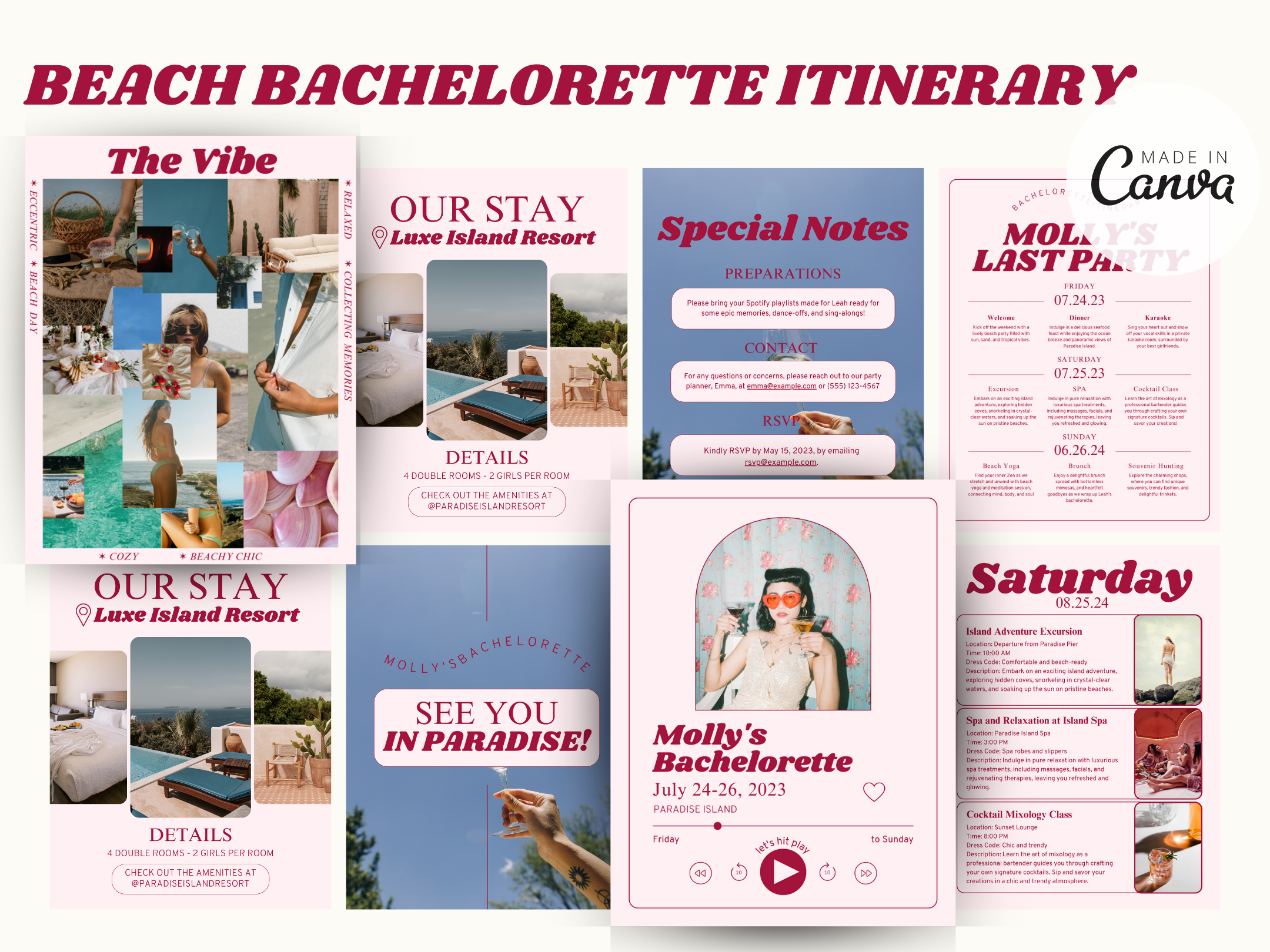 Bachelorette Party Itinerary Planner, an Invitation Template by Story ...