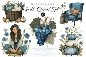 Watercolor Autumn Clipart Fall Set, an Illustration by CreationArt