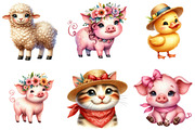 Cute Farm Animals Clipart, an Illustration by DreamArtGraphic (Thumbnail 2 of 4)