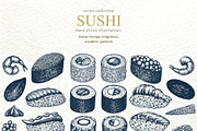 Sushi Vector Collection, a Food Illustration by Lubov Illustrations Shop (Thumbnail 1 of 5)